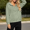 thumbnail image 6 of WRKEKC Lightweight Jacket for Women Solid Color Hooded Long Sleeve Zip Up Loose Fit Casual Top with Pockets, 6 of 7
