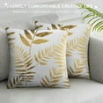 thumbnail image 3 of COMIO  Throw Pillow Cover Gold Leaves Pattern Modern Decorative Pillow Shams Bronzing Flannelette Square Cushion Cover for Bedroom Sofa Car., 3 of 5