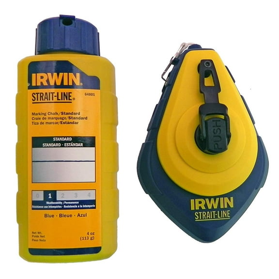 IRWIN Tools STRAIT-LINE 64494 Speed-Line Refillable High-Speed Chalk Line Reel with 4-ounce Chalk, 100-foot, Blue Chalk 64494