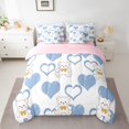 thumbnail image 2 of Feelyou Bowknot Doll Bear Bedding Comforter Set 7pcs, Kawaii Love Heart Blue Queen Bedding Sets, Teens Kids Boys Girls Reversible Queen Sheet Sets, Breathable Home Decor, 2 of 7