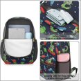 thumbnail image 4 of Black Dinosaurs Space Surfing Pattern 17" Waterproof Oxford School Backpacks for Teens, S-Shape Padded Straps, for School, Travel, Hiking, Camping, 4 of 5