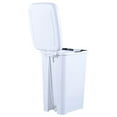 thumbnail image 2 of Drevy 10.5 Gal Slim Step On Pedal Plastic Trash Can, Waste Bin for Under Desk, Office, Bedroom, Bathroom- 42 Qt White, 2 of 5