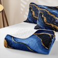 thumbnail image 4 of Erosebridal Black Gold Blue Bed Spread Queen, Modern Marble Queen Coverlet Set, 3pcs 1 Quilt and 2 Pillowcases, 4 of 7