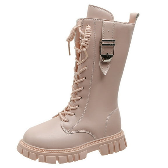 TBWNWG Fashionable Girls Boots Comfortable Soft Sole Leather Children Footwear for Daily Outdoors and School,Size 8-9 Years