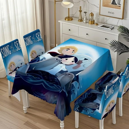 

Song of the Sea Square 1 tablecloth and 4 chair quality fabric simple design fits well easy to clean versatile.59.8 ×86.6 （152x220cm）