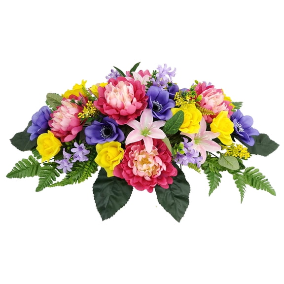 Mainstays 30 in Outdoor Artificial  Large Headstone Peony in Fuchsia