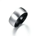 thumbnail image 4 of 8mm Silver Brushed Black Polished Band Mens Stainless Steel Wedding Ring Sz 7-12, 4 of 5
