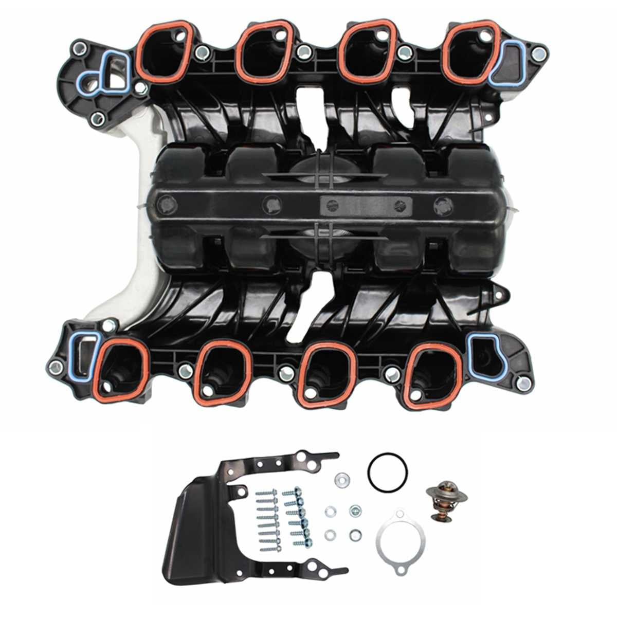 AutoShack Upper Intake Manifold with Thermostat and Gaskets Replacement