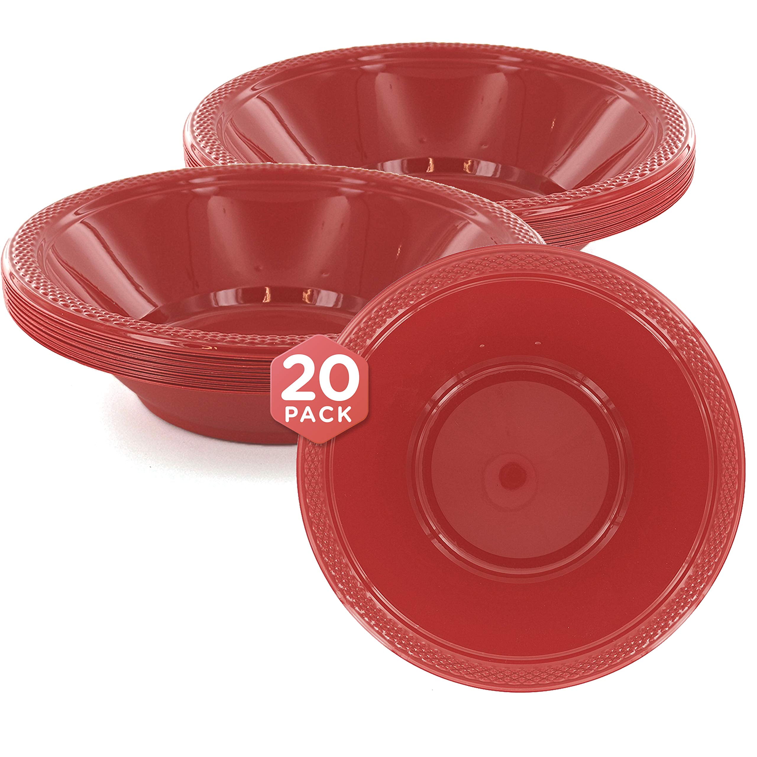 Bokon Round Plastic Bowls, 23 oz Disposable Plastic Bowls