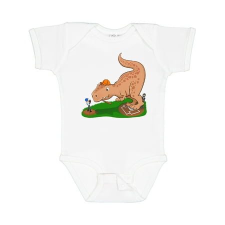 

Inktastic T Rex Up to Bat- Dinosaur Playing Baseball Gift Baby Boy or Baby Girl Bodysuit