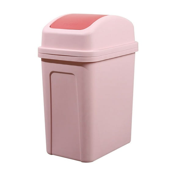 MOQIN Waste Container with Swing Lid, 5.5 Gallon, Space Saving Slim Profile and Easy Bag Removal, Plastic Wastebasket for Toilet, Office, Bedroom, Indoor/Outdoor Use, Black (Pack of 1)