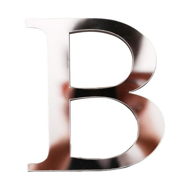 2Pcs Letter Ornament Waterproof Removable Silver-plated 3D Mirror Surface Acrylic Decal for Wedding