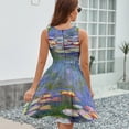thumbnail image 6 of Water Lilies Dress Fashion Beach Long Dresses Female Party Printed Sundress, 6 of 7