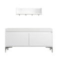 thumbnail image 6 of Noble House Wall-Mounted Entryway Shelf with Hooks and Storage Bench Set, Shoe Cabinet with Cushion, White, 6 of 11