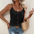 thumbnail image 6 of Craaazy Trendy Women's Loose Solid Color Crew Neck Casual Sleeveless Cami Top with Button Front, Lightweight Summer Tank Top for Daily Wear Gifts, 6 of 9