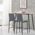 thumbnail image 4 of Topcobe 2 Pcs Fireproof Leather Diamond Grid Pattern Bar Chairs, Set of 2 Modern Bar Height Bar Stools with Back & Metal Legs, Dark Gray, 4 of 14