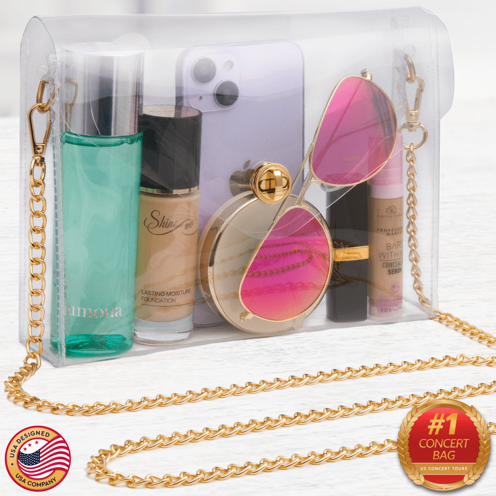 Clear Crossbody Bag Purse Bag W/ Gold Chain for Women, StadiumApproved