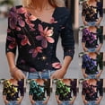 thumbnail image 5 of Dvprdro Women's Long Sleeve Floral Printed Blouse Fashion Lapel V Neck Buttons Elegant Work Shirts Top Loose Fit Casual T-Shirt Tops, 5 of 5
