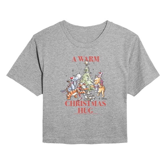 Winnie The Pooh - Christmas Crew - Juniors Cropped Graphic T-Shirt