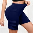 thumbnail image 5 of COMVALUE Women's Yoga Shorts with Pockets Tummy Control High Waist Biker Shorts 7" Workout Running Tight (Navy, S), 5 of 7