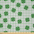 thumbnail image 2 of Ambesonne St. Patrick's Day Fabric by the Yard Microfiber, Clovers Pattern, 2 Yards, Pale Grey Fern Green, 2 of 2