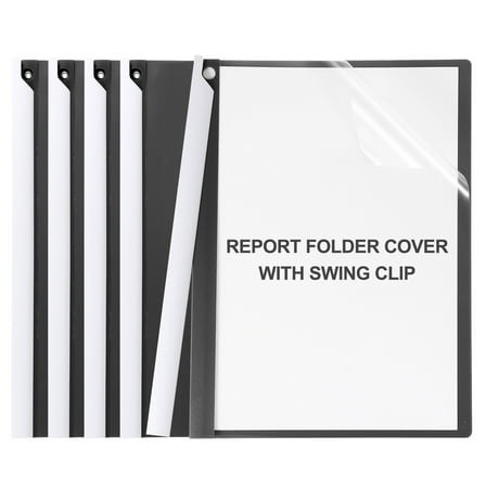 Uxcell 5 Pcs Plastic Report Folder Cover with Swing Clip, Black