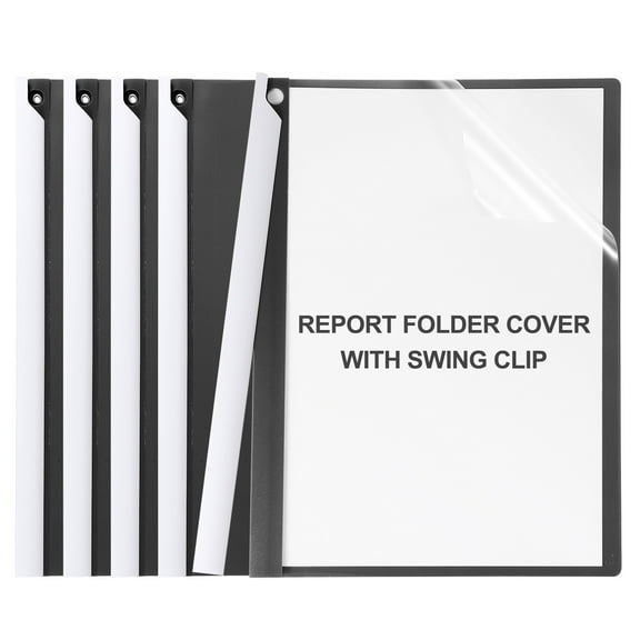 Uxcell 5 Pcs Plastic Report Folder Cover with Swing Clip, Black