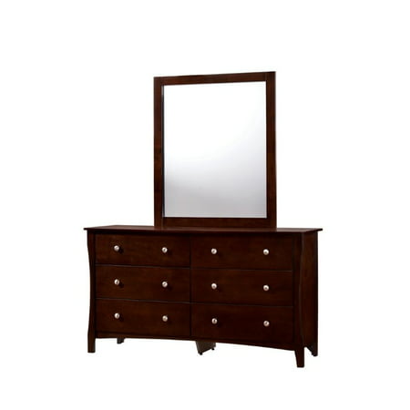 Furniture Of America Chase Dresser And Mirror Set In Brown Cherry