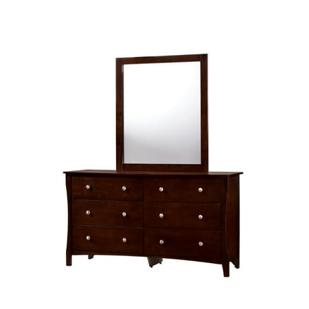 Furniture Of America Chase Dresser And Mirror Set In Brown Cherry