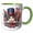 Green/White, variant on 3drose, Cute Cat in a Hat, the Usa Flag, Flowers. Memorial Day Gift for All, 11oz Mug