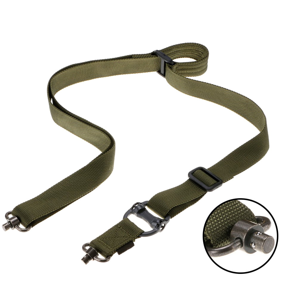 Tactical Two 2 Dual Point Adjustable Bungee Rifle Gun Sling System Straps Swivel 