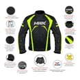 thumbnail image 2 of HWK Motorcycle Jacket Men's Riding Textile Racing Motorbike Hi-Vis Biker CE Armored Water Resistant Jackets (Hi-Vis Green, XL), 2 of 4