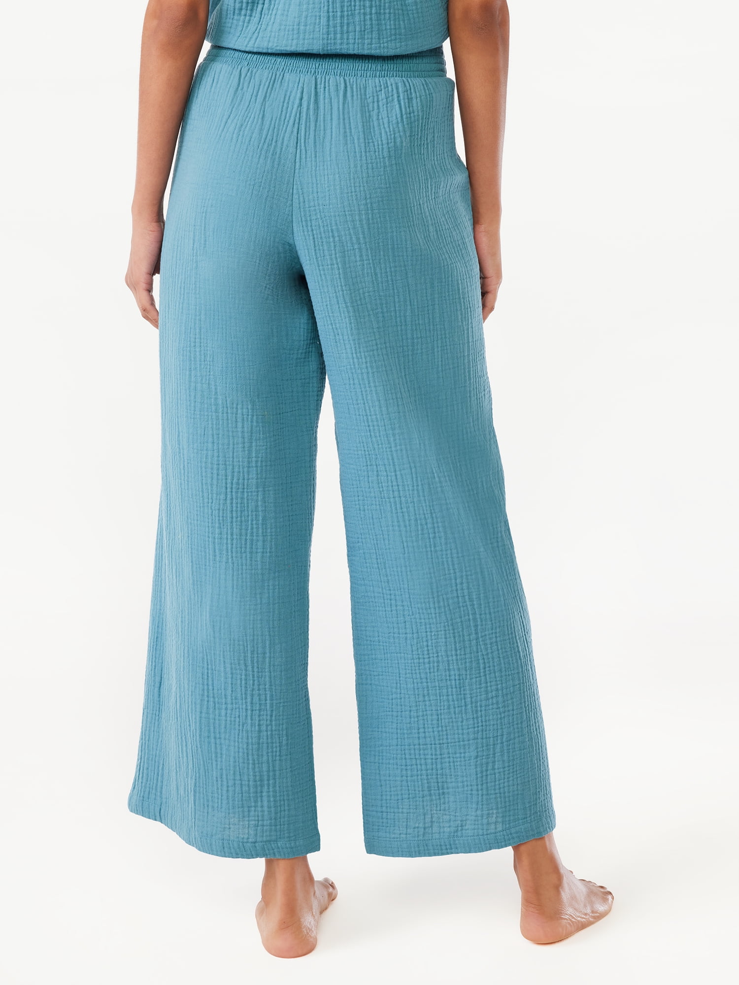 Joyspun Women's Smocked Waist Gauze Sleep Pants, Sizes S to 3X