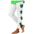 thumbnail image 3 of DDAPJ pyju Green Leggings for Women Irish Shamrock Printed Holiday Tights High Waisted Yoga Bottoms Casual Milk Silk Legging Buttery Soft Casual Skinny Pants Sales Today Clearance White M, 3 of 4