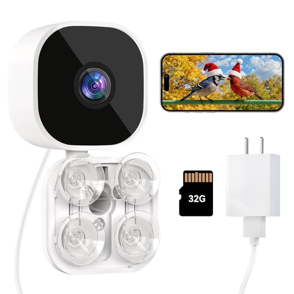 Cámara de ventana para aves Dzees 2K HD WiFi con reconocimiento inteligente de aves