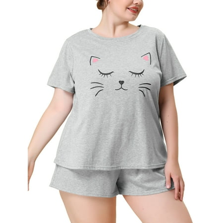 

Unique Bargains Women s Plus Size Pajamas Set Polka Dots Elastic Waist Nightshirt