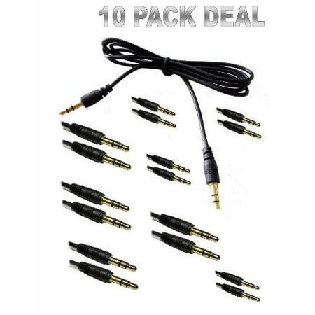 10 pcs new 3.5mm 6 ft male to male gold adapter cable ipod mp3 smartphone