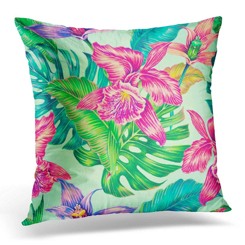 ARHOME Exotic Flowers Jungle Leaves Monstera Leaf Orchid Tropical