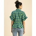 thumbnail image 4 of Moomaya Printed Cotton Short Sleeve Peplum Top - Shirt Collar, Chic Top, 4 of 9