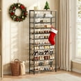 thumbnail image 3 of HOOBRO 12-Tier Shoe Rack, Large Capacity Shoe Storage Organizer for 35-45 Pairs of Shoes, Standing Shoe Shelf with Slanted Shelves, for Entryway, Closet, Hallway, Rustic Brown and Black BF51XJ01, 3 of 11