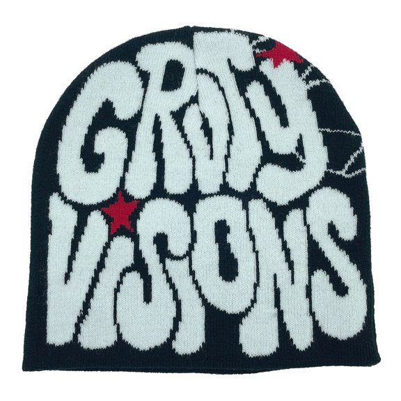 comerut Men Women Knitting Beanie Hat Letter Jacquard Print Hip Hop Style Warm Winter Elastic Knitting Hat Streetwear