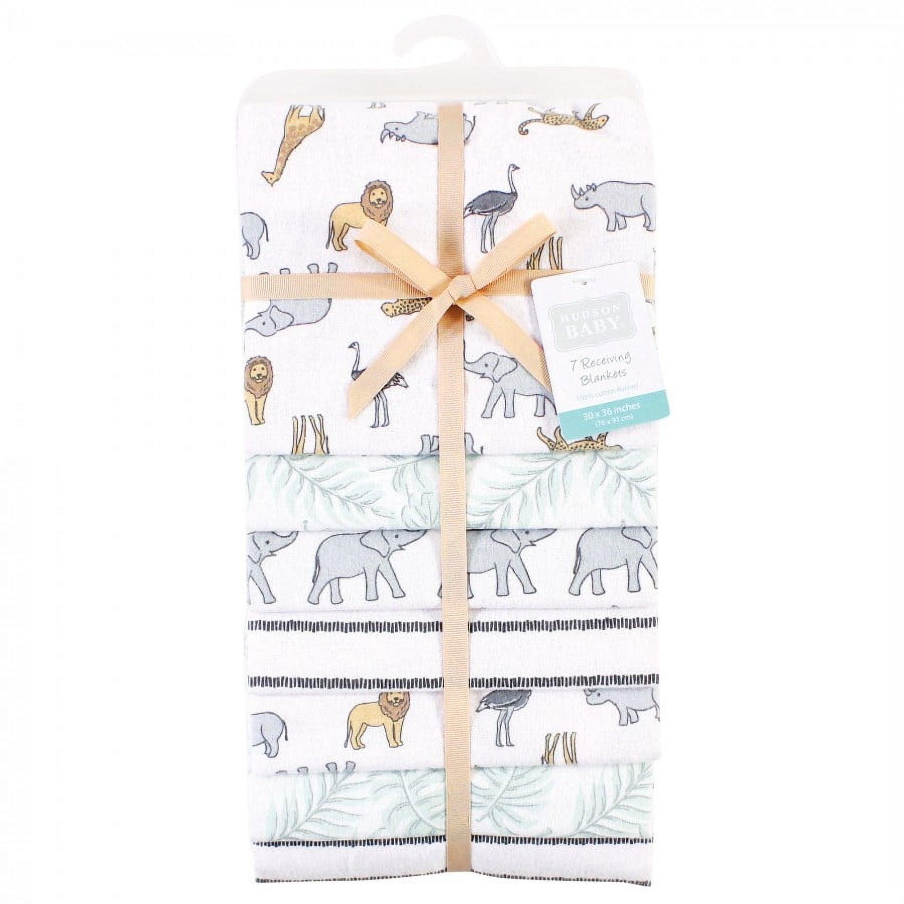 Hudson Baby Unisex Baby Cotton Flannel Receiving Blankets Bundle, Modern Neutral Safari, One Size