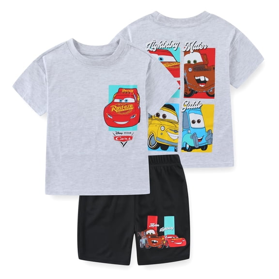 Disney Cars Lightning McQueen Short Sleeve T-Shirt and Mesh Short Set (Boys), 2 Piece Set, Sizes 2T-7
