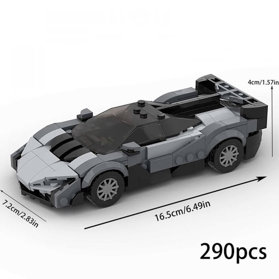 Supercar Car GRAY MOC Building Blocks,Car Model Blocks Building Sets Toys,City Racing Cars DIY Building Bricks for Kids and Adults-290PCS
