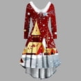 thumbnail image 2 of Vestidos de Navidad Para Mujer, Manga Larga, Estampado Navideño, Peludo, Escote en V, Vestido de Fiesta Con Columpio en La Espalda Odeerbi ODB200245, 2 of 5