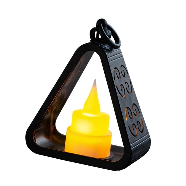 Lámpara de noche, luz suave, decoración de habitación, pequeño regalo, lámpara de mesa triangular, adorno para interiores, oficina, chimenea, negro