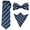 Navy Blue Yellow Stripe, variant on INSPIRE CHIC Men's Stripes Tie Set Self-Tied Necktie Pre-Tied Bow Ties Pocket Square Sets for Formal Blue Gray Stripe