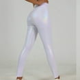 thumbnail image 5 of AJTQTH Women Skinny Leggings Metallic Solid Shiny Faux Leather High Waist Tights Stylish Eye-Catching Butt Lifter Yoga Pants Fitness Pants White L, 5 of 9