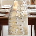 thumbnail image 3 of Rustic Dandelion 72 Inch Table Runner, Farmhouse Botanical White Floral Farmhouse Dresser Scarf Cotton & Linen Tablerunner for Dining/Kitchen Island/Holiday Party Décor 13" x 72", 3 of 9