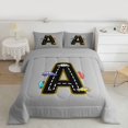 thumbnail image 2 of Manfei Letter A Monogrammed Bedding Comforter Set,Colorful Racing Car Twin Comforter Sets,Gray Black Bedding Set For Boys,Microfiber Room Decorative Reversible,2-Piece, 2 of 8